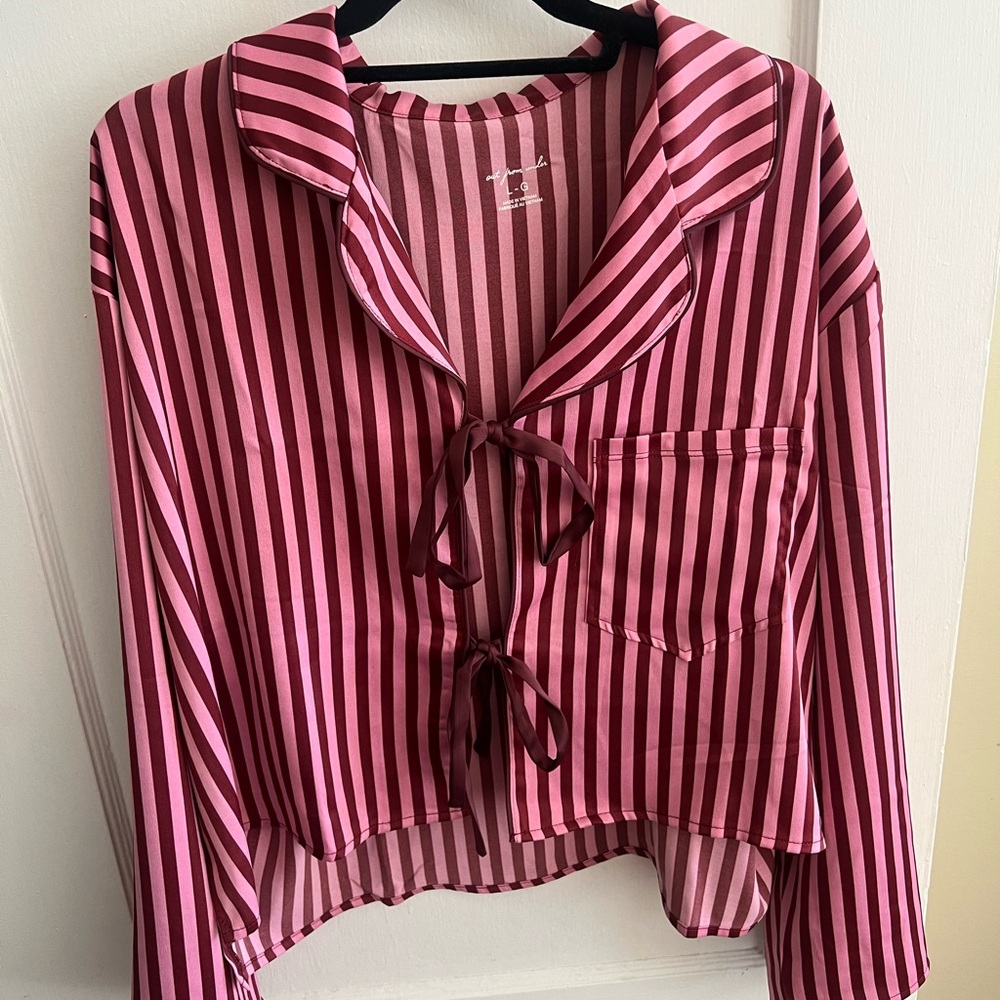 Out From Under Satin Tie-Front Blouse